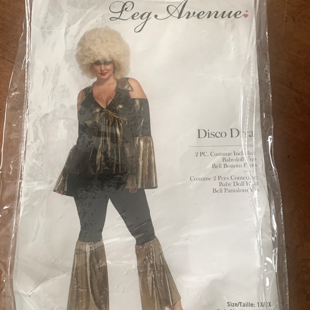 Leg Avenue Disco Diva black & gold costume 1X/2X